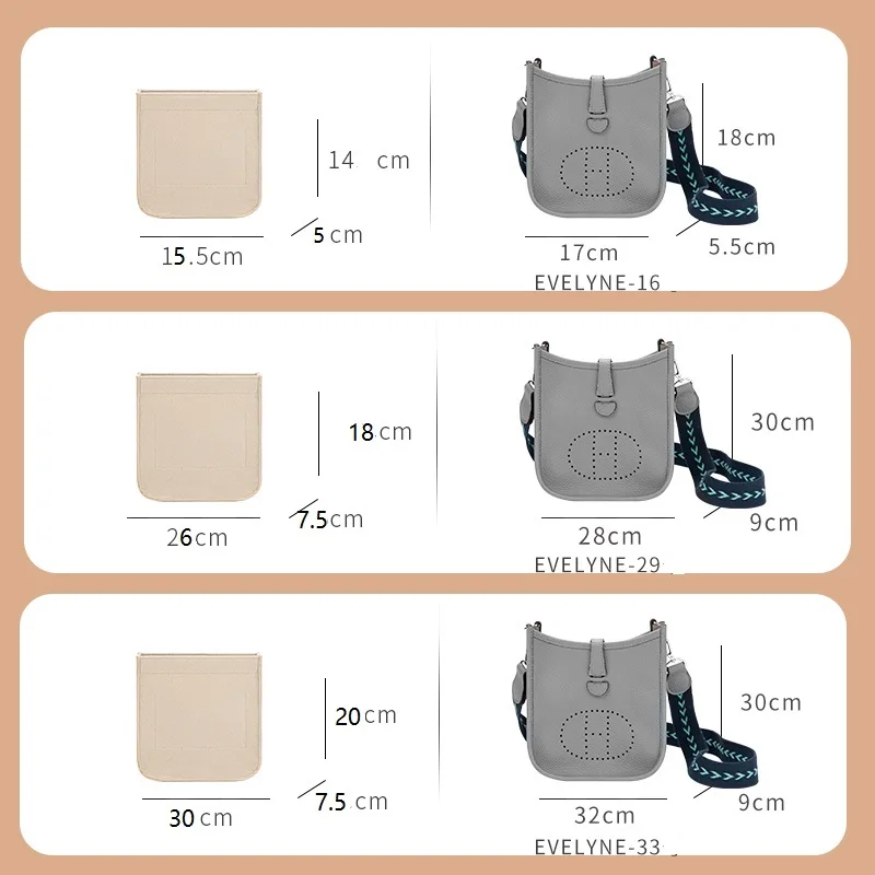 【Only Sale Inner Bag】Bag Organizer Insert For Hermes Evelyn 16 29 33 Divider Shaper Protector