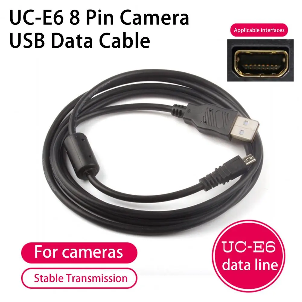 Data Transfer Cable Black Data Cable Simple Operation High Speed Transfer  Durable UC-E6 8 Pin Camera USB Data Cable