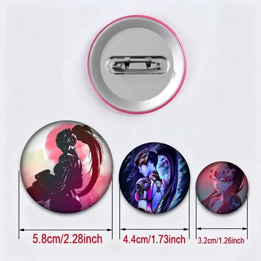 O-Overwatch W-Widowmaker 25 32 44 58 75mm Badges Personalized Round Brooches Pins Accessory Gift