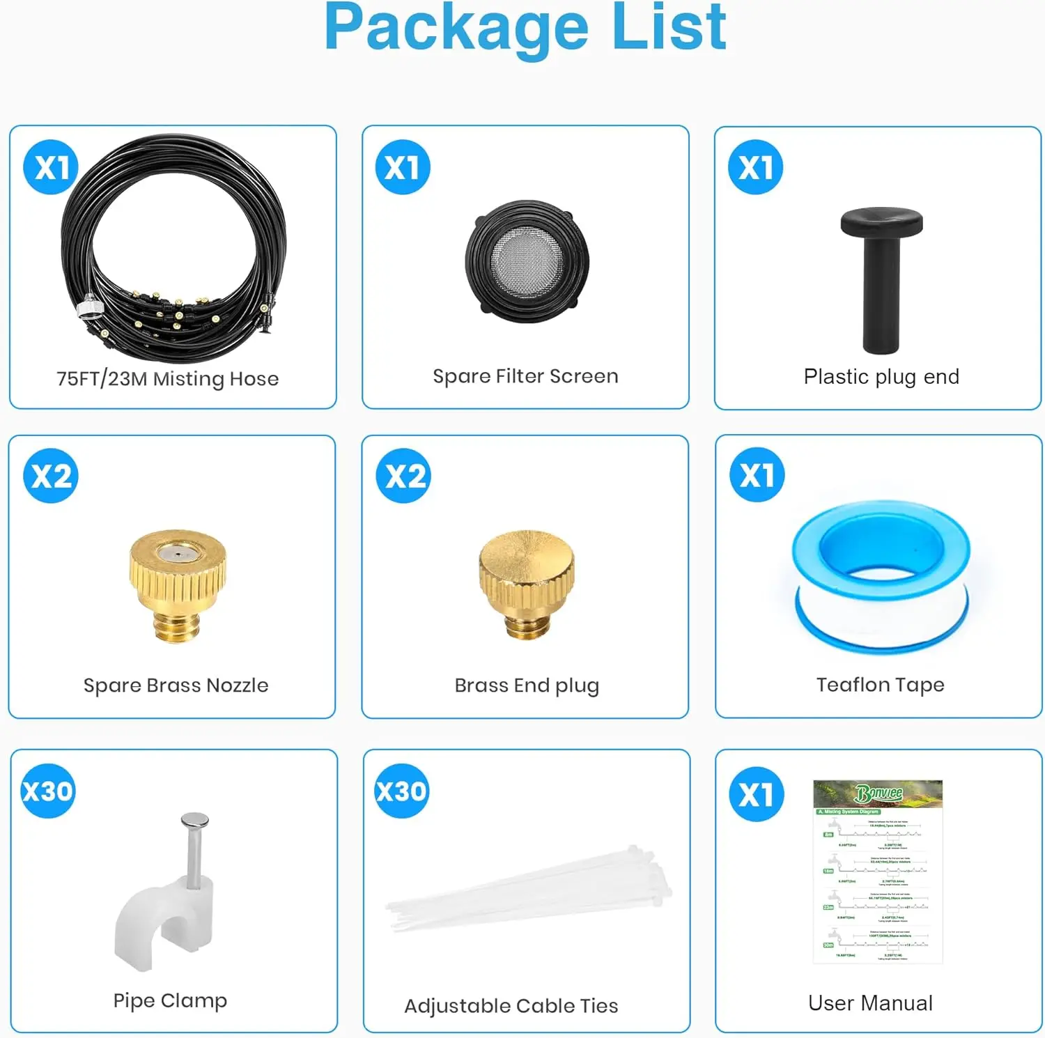 

Misters for Outside Patio - 75FT Misting Cooling System with 28 Brass Nozzles and 3/4" Adapter, 23M DIY Outdoor Misters Kit·Hot