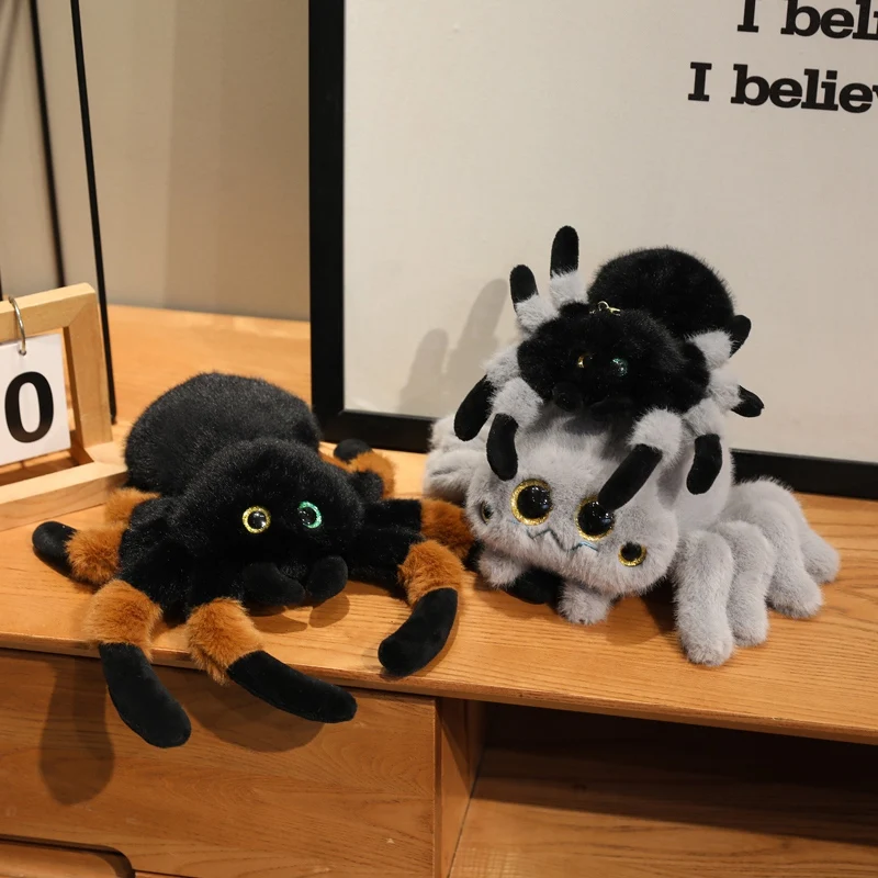 Muñeco de araña colorido realista, juguetes de peluche de araña venenosa Kawaii, muñecos de travesuras encantadores para niños, conjunto de regalos hechos a mano, llavero