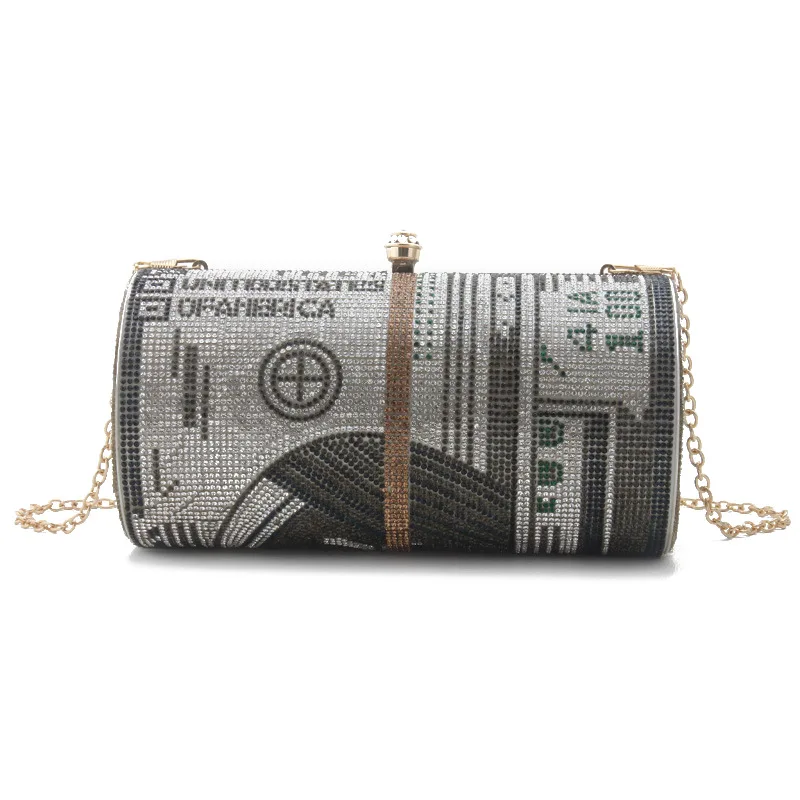المرأة مرصع بالماس حقيبة العشاء الدولار مخلب مأدبة الماس طبل سلسلة حقيبة ساعي Torebka Damska Bolso De Fiesta Mujer #2