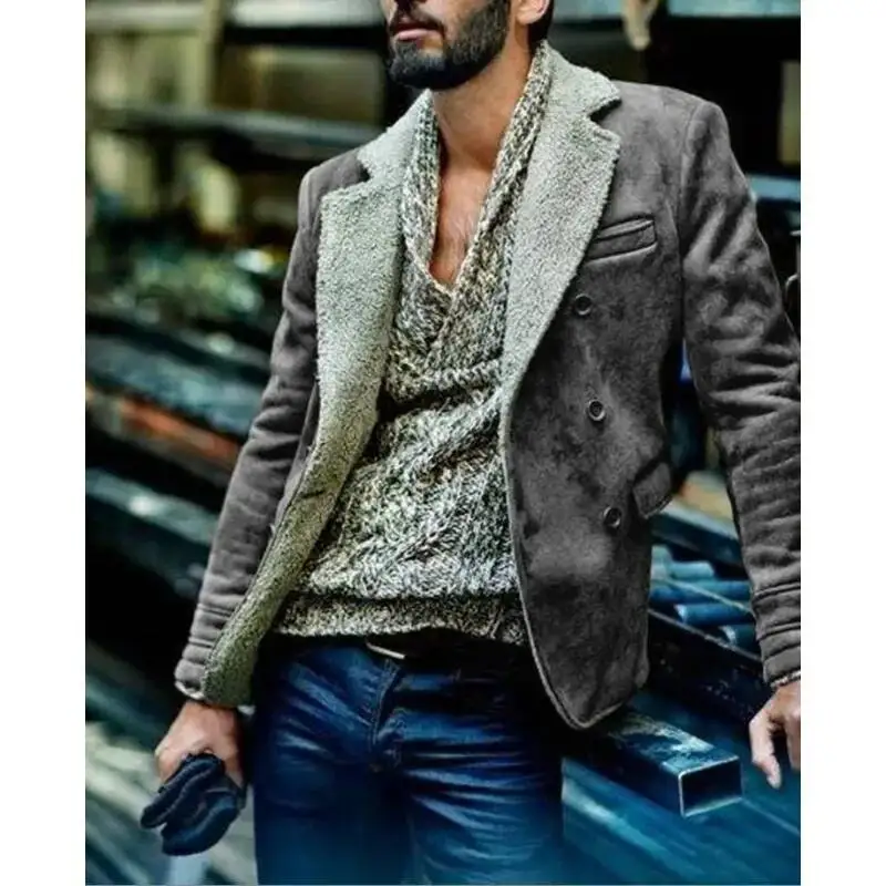2026 Europe And The United States Imitation Thick Jacket Coat Fur Integrated Men's Winter Clothing