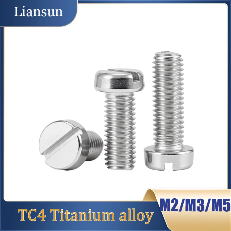 5-10pcs Titanium Slotted Cap Head Pan Head Screw Bolt M2 M3 M5 TC4 Titanium Alloy Slotted Column Round Cheese Head Screws