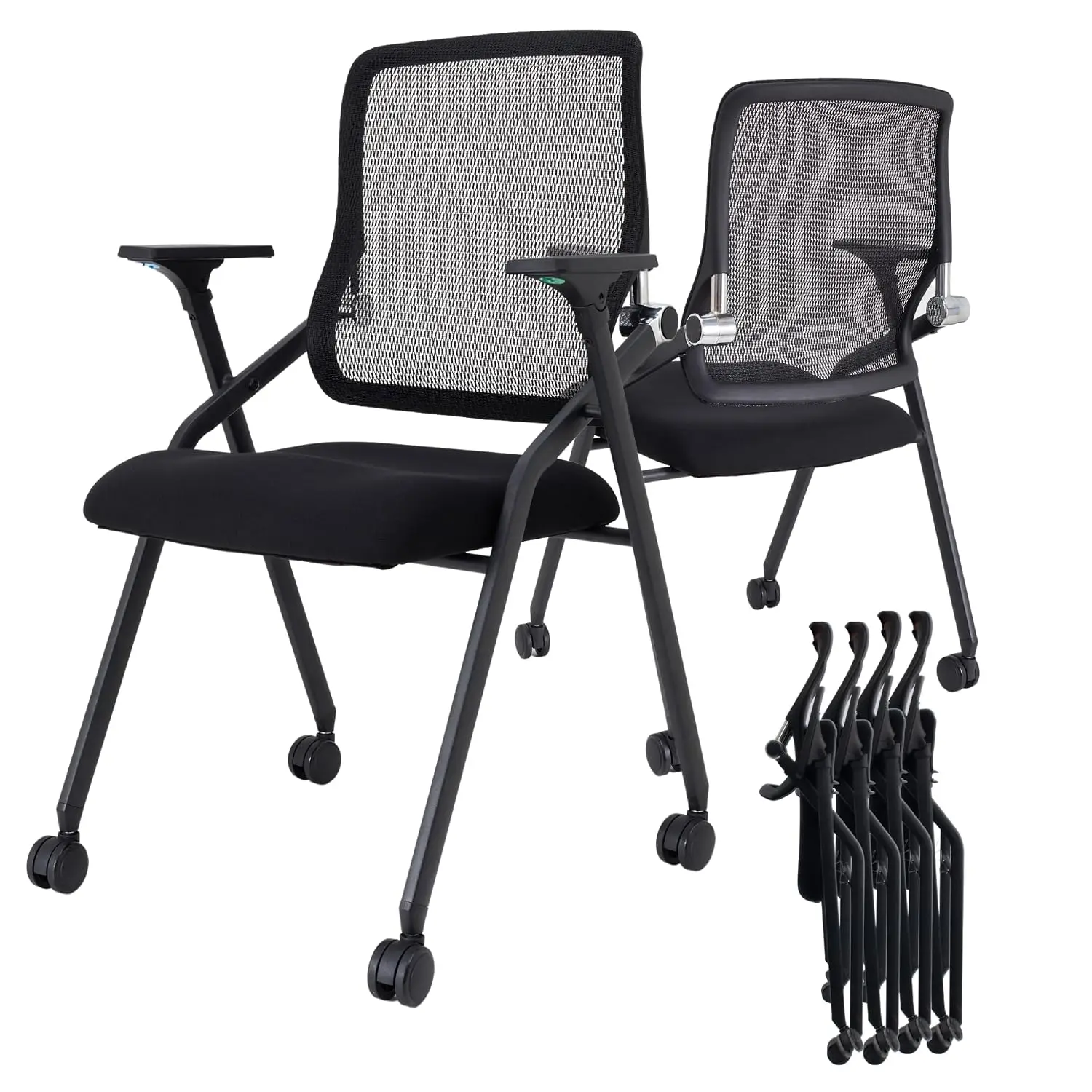 Ergonomic Mesh Stackable & Foldable Conference Chair with Lumbar Support & Armrest for Office Meeting Training Room, Customized