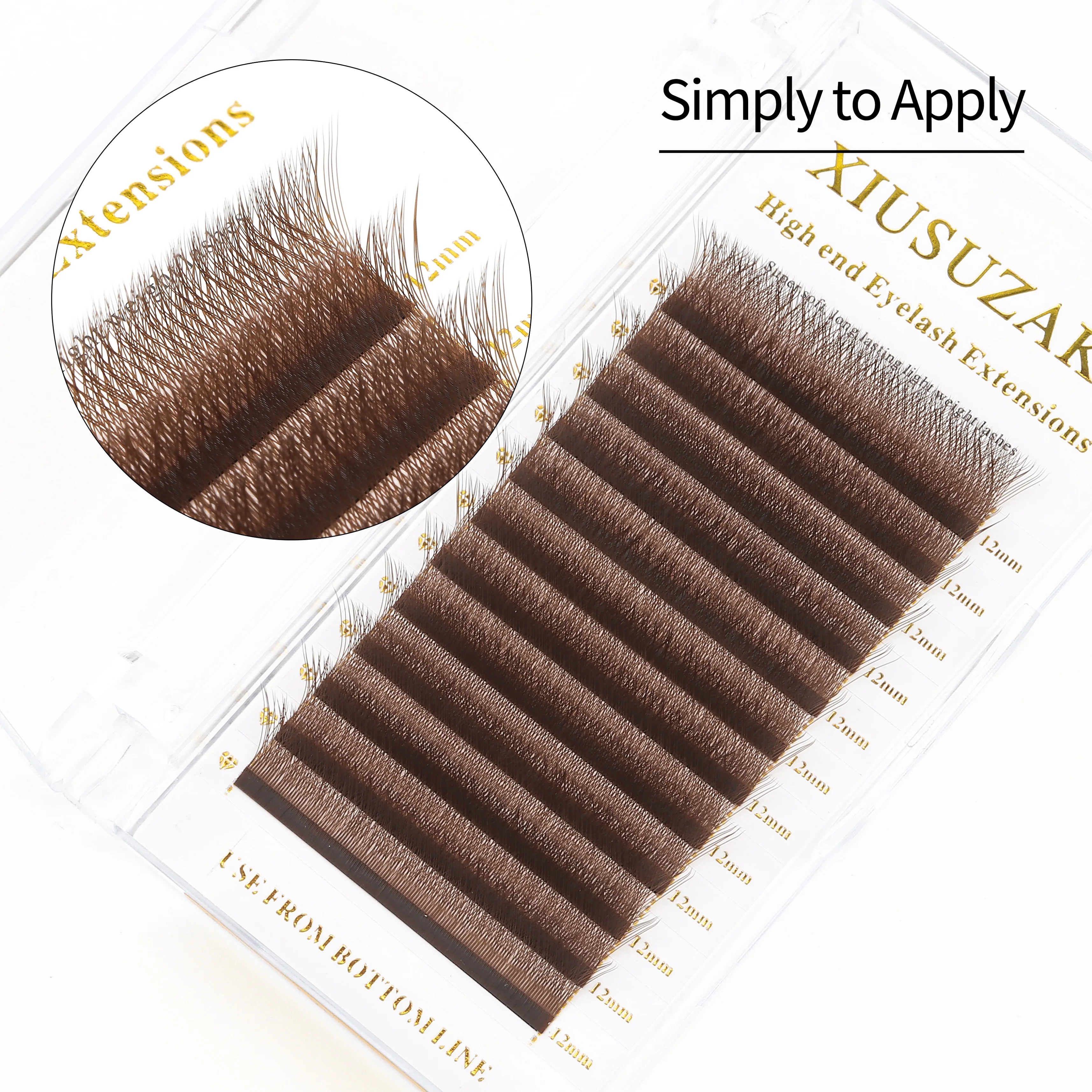 XIUSUZAKI Brown 4D W-Shaped Eyelashes Extensions High Quality Individual Lashes Automatic Flowering Premade Fans Fake Eyelashes