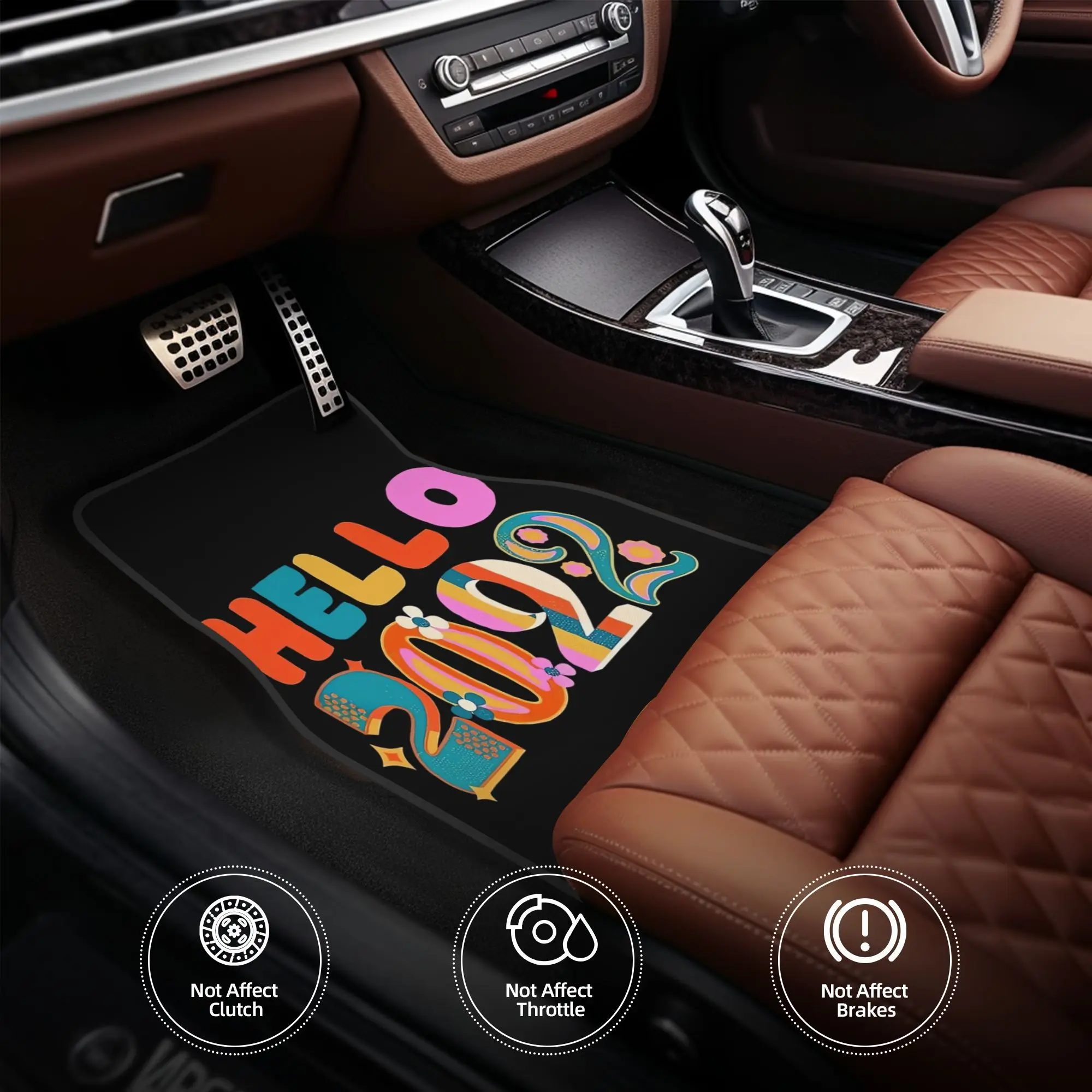 4pcs Hello 2022 #2 (Alternative Design) Car Floor Mats, Durable, Fit For Cars, Ideal Gift, Vehicle Interior Mats, Playful Design