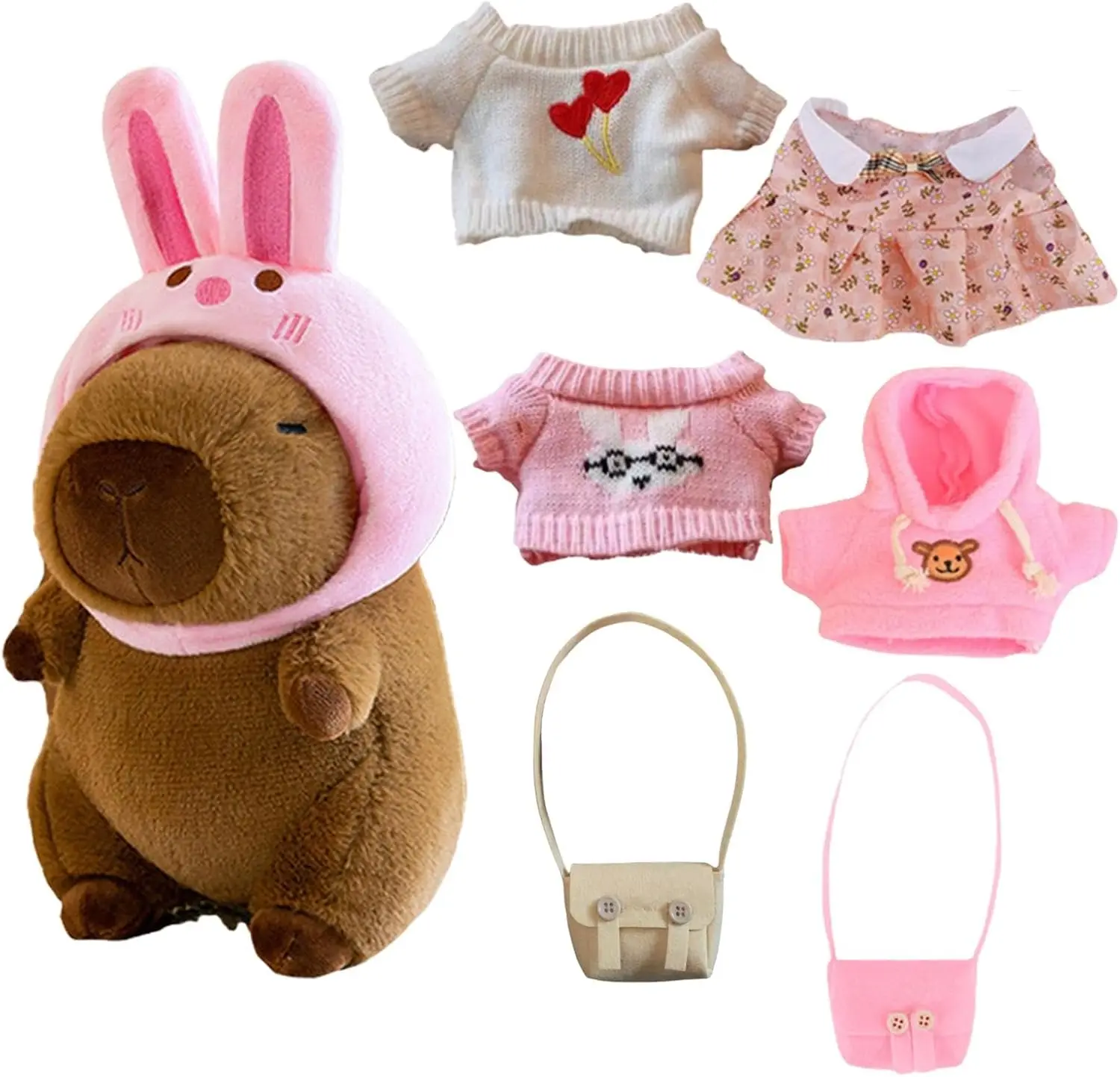 Capybara Plush Toy Capybara Plush Toy Set Including Clothes and Accessories for Boys and Girls Capybara Plush Dress Up Game