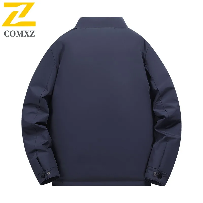 COMXZ Men Cotton Padded Jacket Brand Luxury Business Stand Collar Office Travel Lightweight Puffer Jacket Windproof Outdoor Coat