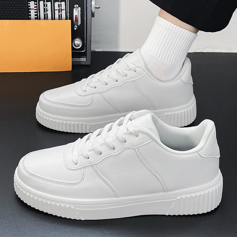 Fashion White Men's Shoes Sale Big Size 50 Black Leather Causal Sneakers Men Women Skateboard Shoes Platform Sports Shoes Men