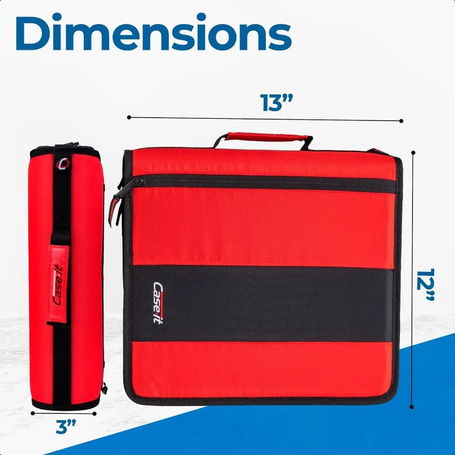 Raccoglitore classico con cerniera Orings da 2 pollici Capacità di 350 fogli Tasche portaoggetti multiple Tracolla Organizzatore per ufficio scolastico D251 Fuoco