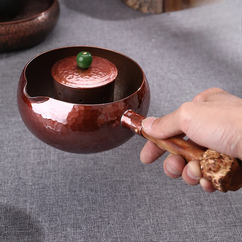 800ml Cast Iron Teapot Wooden Handle Brewing Kettle Stove Top Tea Kettles Boiling Coffee Kettle for Warm Milk Wine Tea Coffee