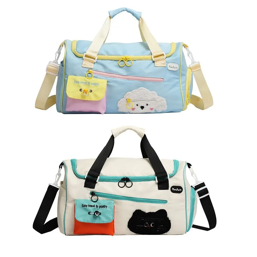 Nylon Cartoon Travel Duffel Bag Portable Crossbody Women's Fitness Handbag Wet Dry Separation Durable Shoulder Bag Travel