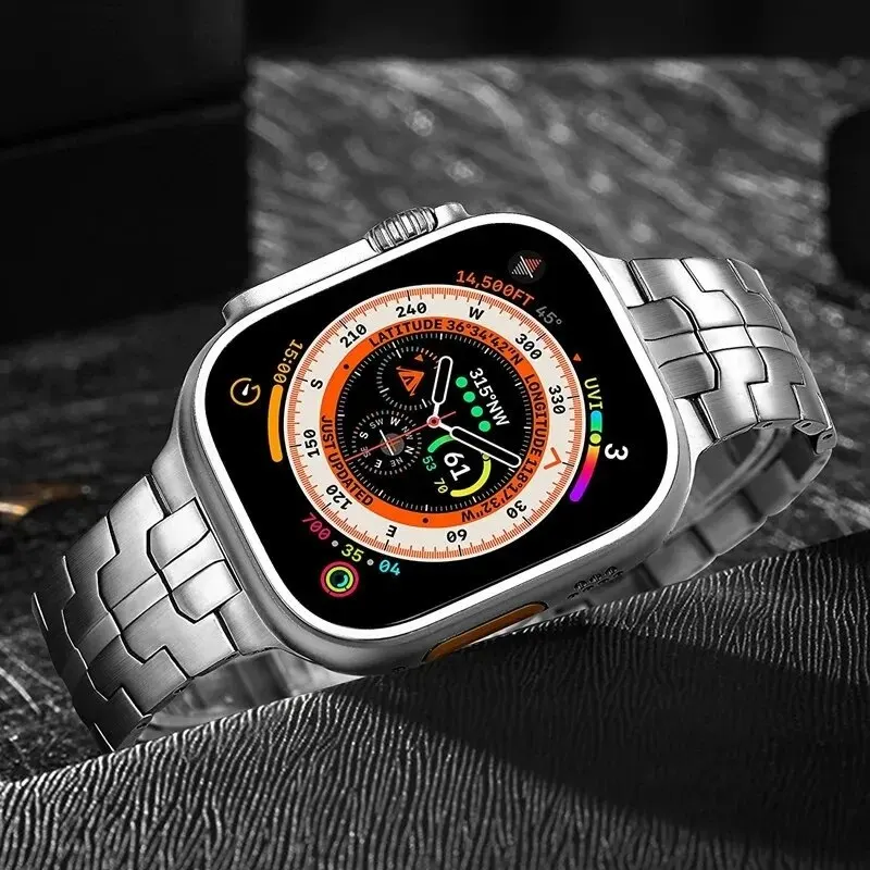 Ultra 1 2 Titanium Color Strap For Apple Watch 46mm 49mm 45mm 44mm 42mm Luxury Metal Band For IWatch 9 8 Stainless Steel Bracele