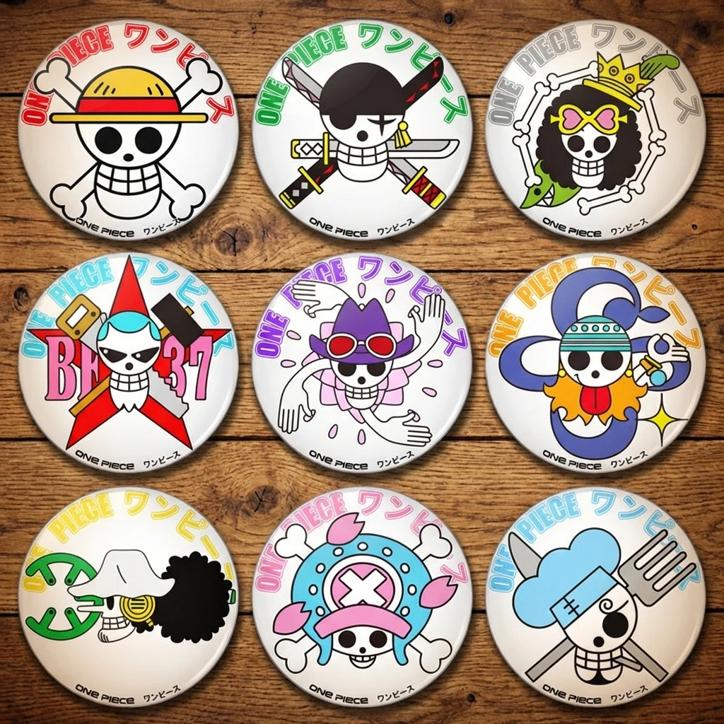 

One Piece Anime Badge Luffy Zoro Sanji Pirate Flag Pin Brooch Collection Merchandise Accessories Cosplay Gift for Fans