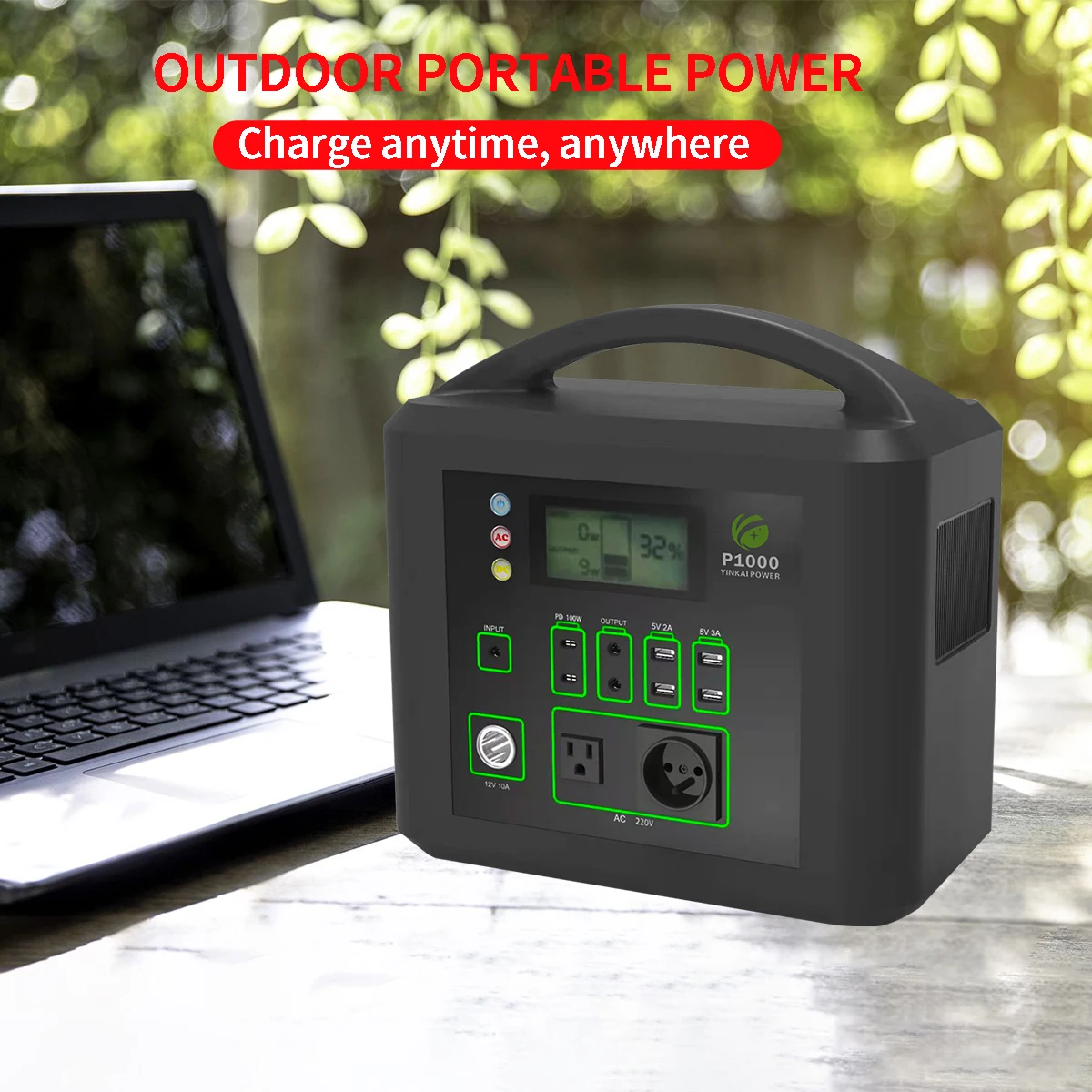 New Multipurpose Power Bank Stations Solar Portable Power Station Generator 1000W For Outdoor Power Supply//