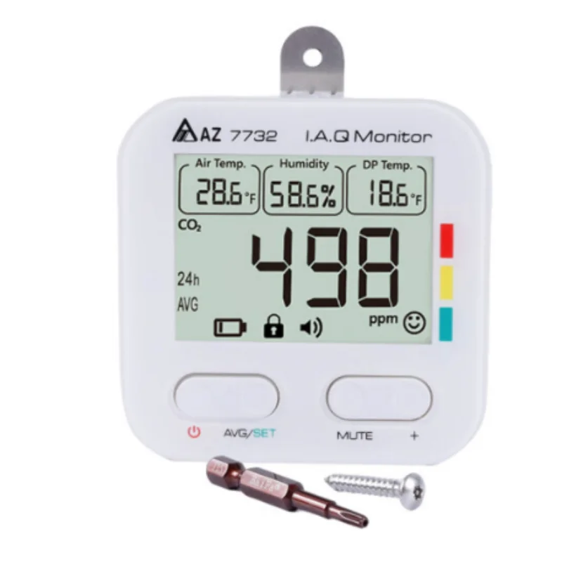 AZ7732 CO2 concentration detector CO2 monitoring alarm Air Quality Temperature and humidity recorder detects harmful gases batte