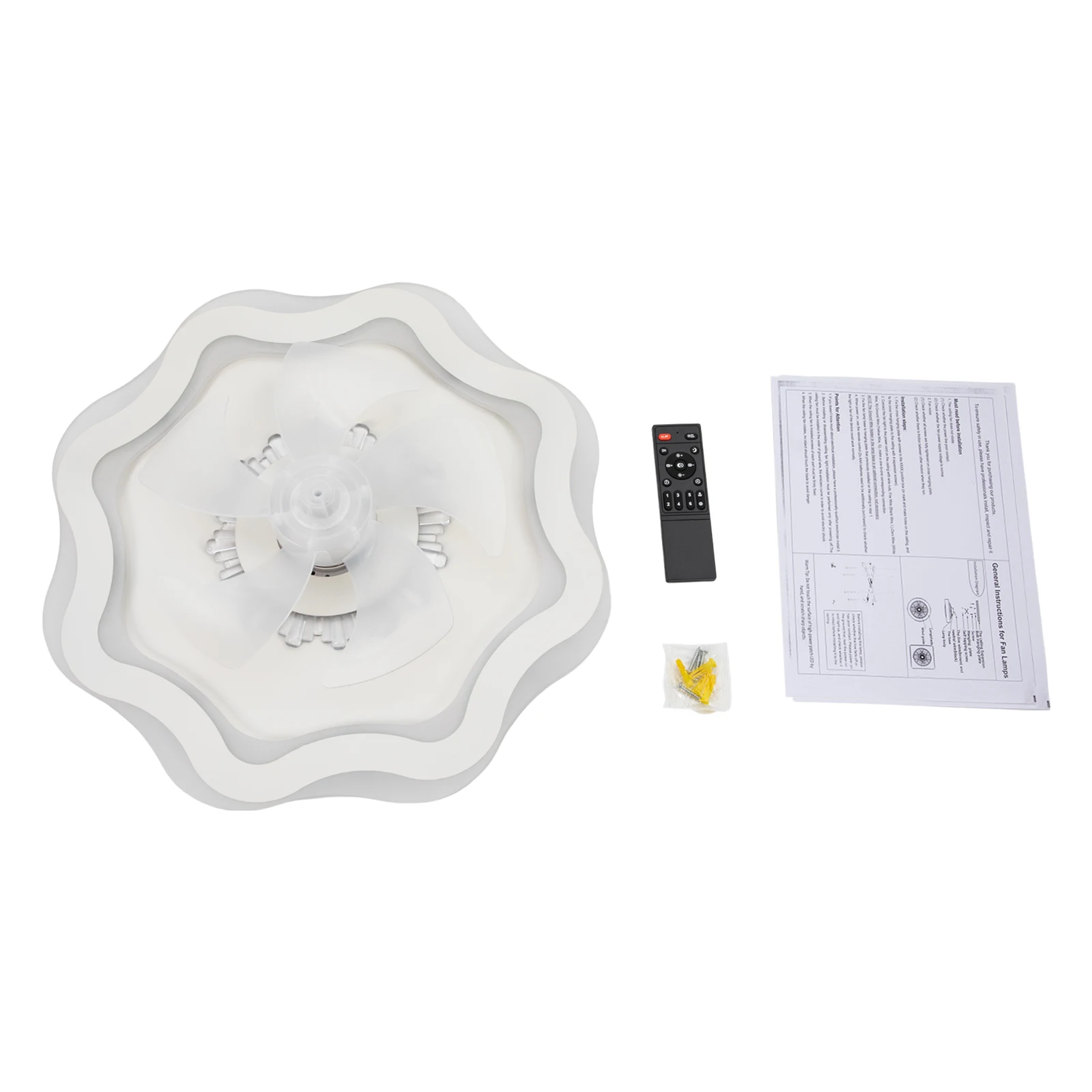 Ventilador de techo de montaje empotrado con luces y control remoto, luz de ventilador de techo LED regulable, ventilador de techo de perfil bajo de 6 velocidades de viento con luz