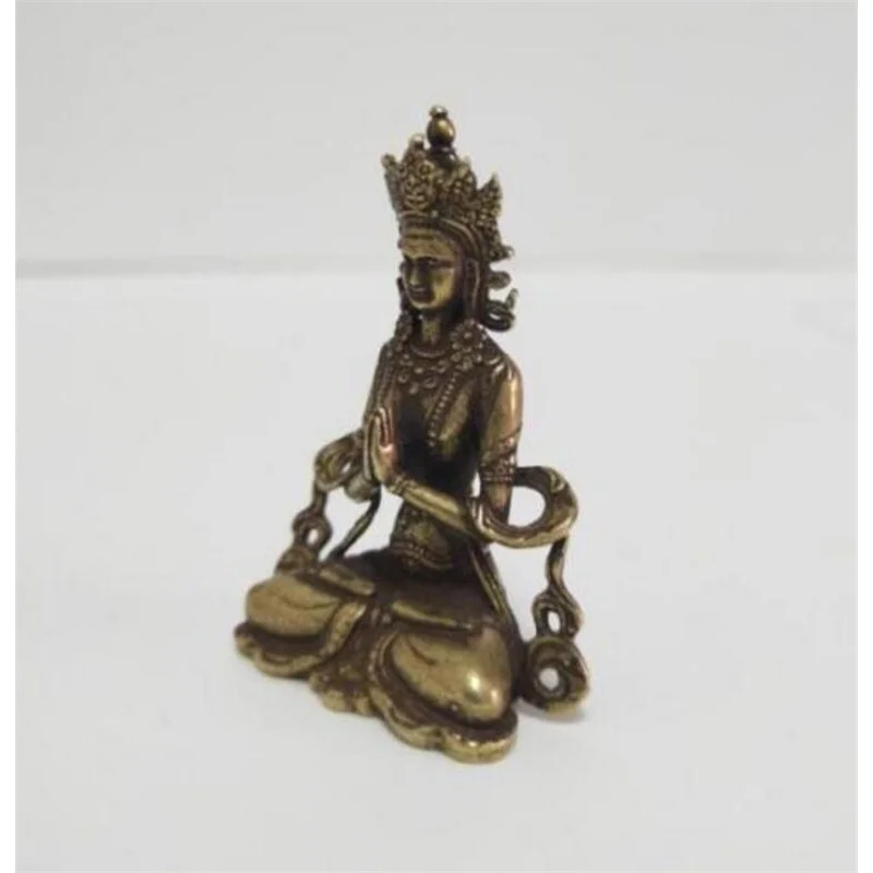 Copper statue Collectable Chinese Brass Carved Tibetan Buddhism Vajra Buddha Amitabha Exquisite Small Statues