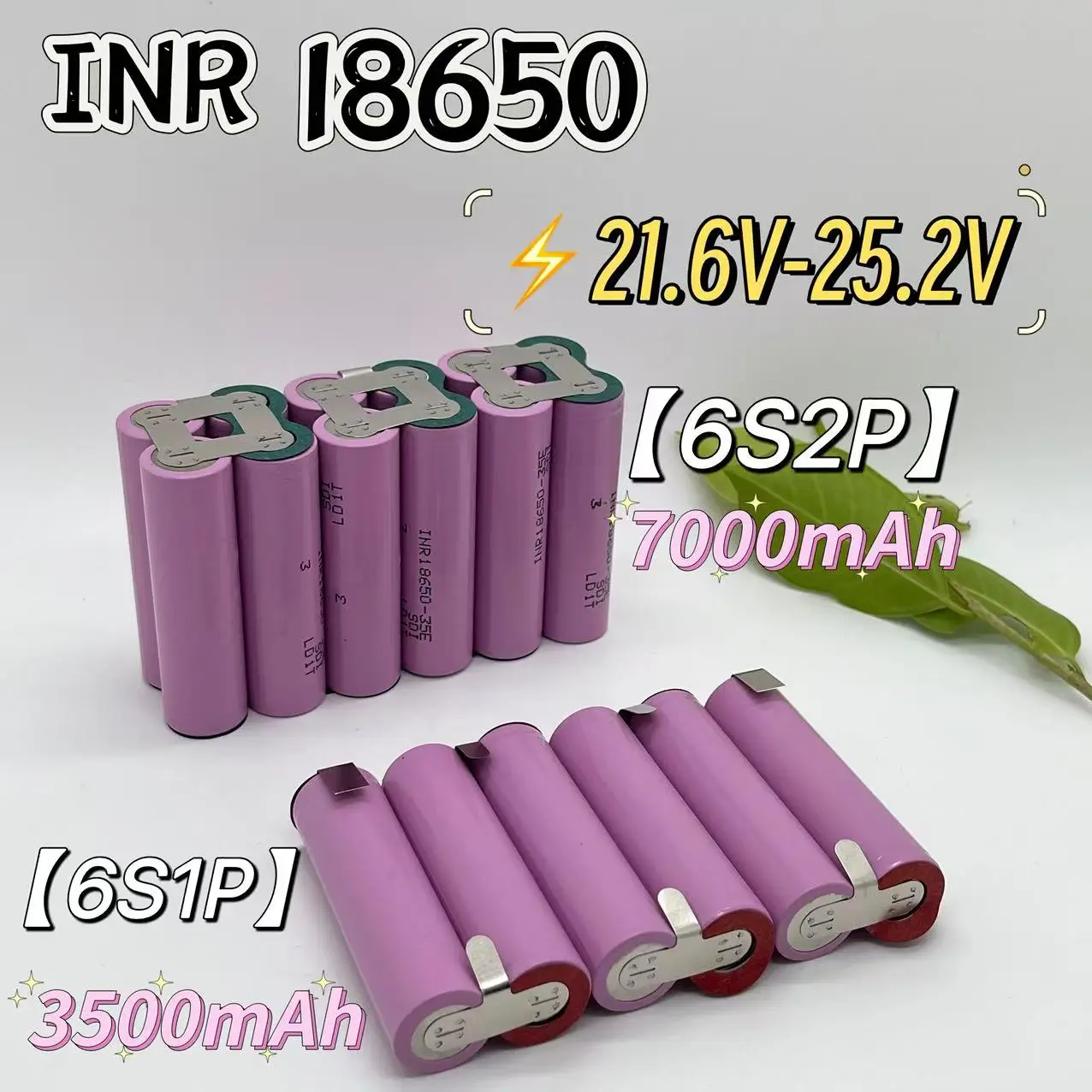 حزمة بطارية 18650 مللي أمبير/7000 مللي أمبير في الساعة عالية السعة (77.4 فولت، 12.6 فولت، 14.8 فولت، 18 فولت، 25.2 فولت، 29.6 فولت) لمفك البراغي 35E 🔋 #2