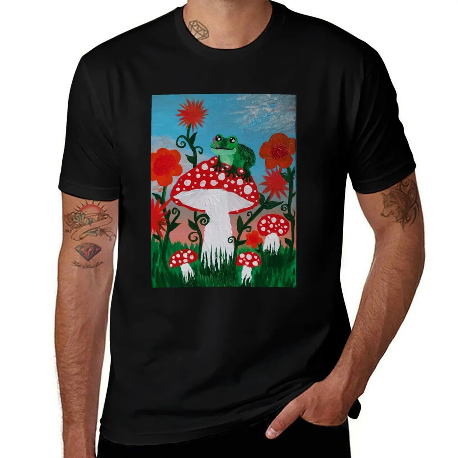 

A froggy on a shroom T-Shirt graphic t shirts for man printed t shirts for man t shirts for man pack white T-Shirt