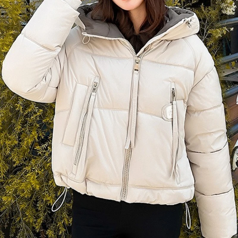 Autumn and Winter 2025 New Loose Thick Short Down Cotton Jacket Women's Zipper Breadm Coat