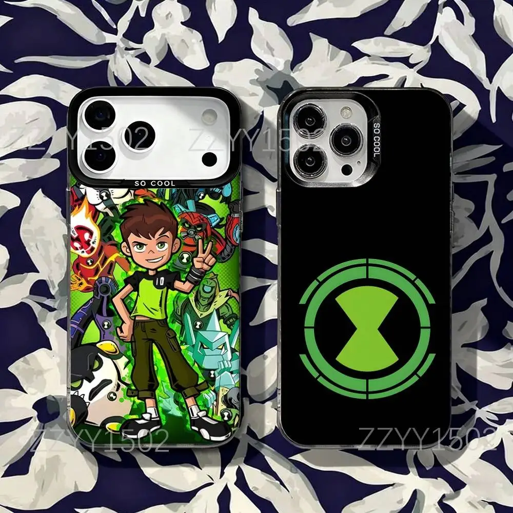 

B-Ben 10 Cartoon Omnitrix for iPhone 17,16,15,14,13,12,X,8,Pro,Max,Plus,SE4,Air,Mini Anti-Slip Design Black IMD Matte Case