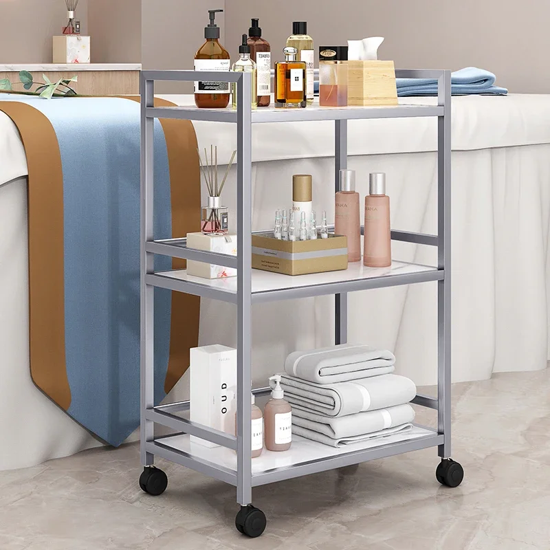 High-end Beauty Cart Skin Care Collection Tool Storage Cart Multilayer Storage Rack Hairdressing Nail Organizer Cart with Wheels