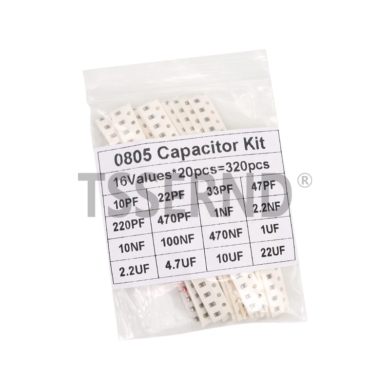 320PCS 720PCS 0603 0805 1206 SMD Capacitor Assorted Kit 16/36/50Values 1PF - 10UF Capacitance Set 100NF 0.1UF 1UF 2.2UF 4.7UF