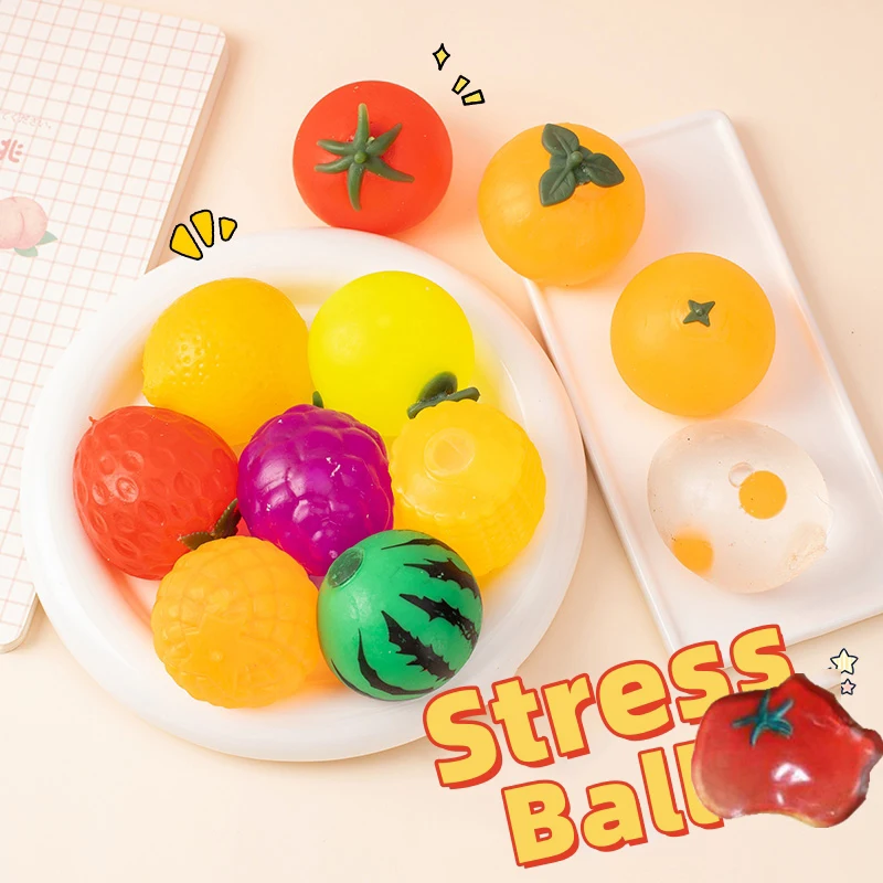 

Creative Anti Stress Ball Abreact Squeeze Pinch Water Ball Stress Relief Toys Imitation Egg Tomato Squishy Fidgets Vent Toys