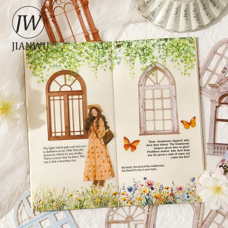 JIANWU 黄金時代の窓シリーズヴィンテージ中空風景コラージュ装飾素材紙クリエイティブジャンクジャーナル文具