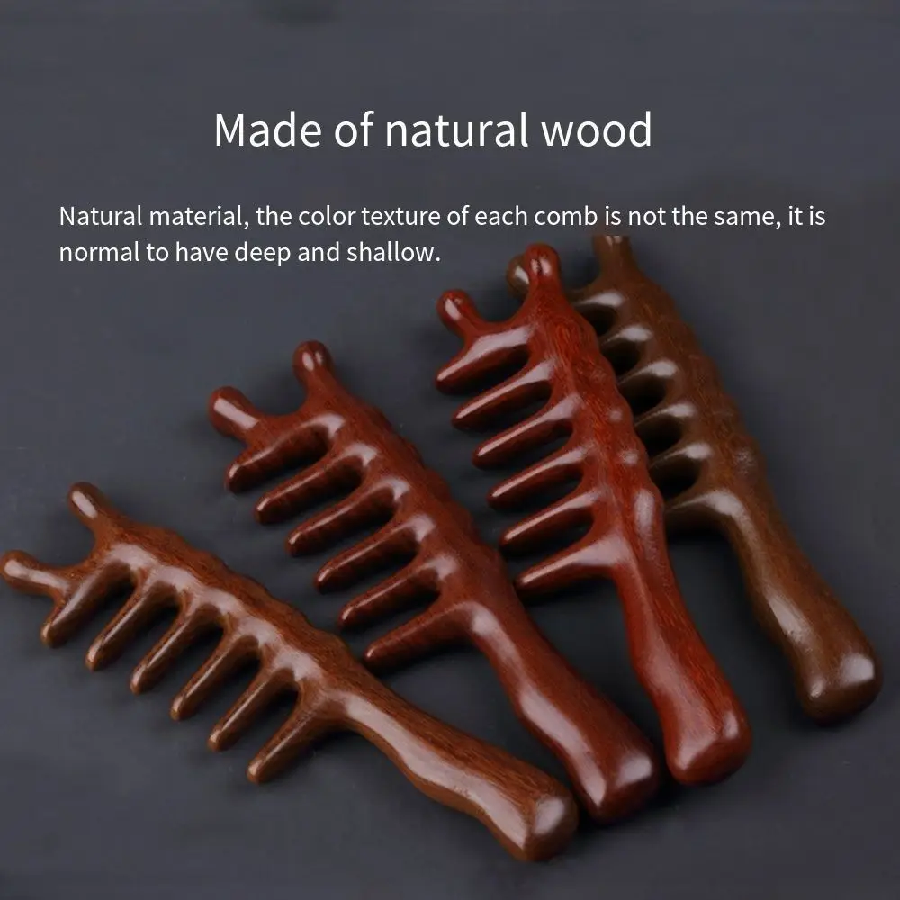 NEW Wood Large Tooth Curling Comb Anti-static Wide Tooth Sandalwood Hair Comb Blood Circulation Head Meridian Comb