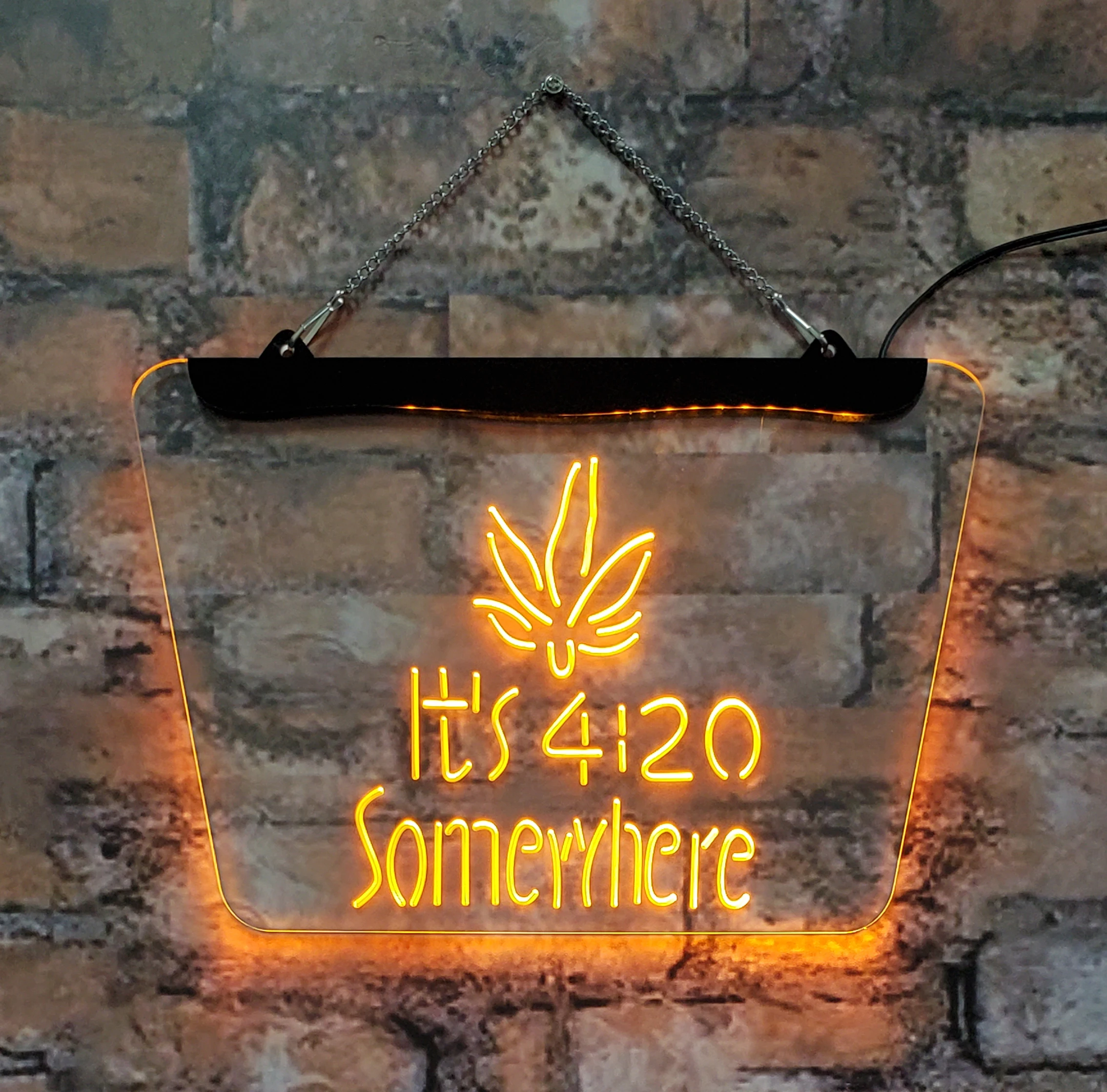 

Cannabis leaves It's 4:20 Somewhere Weed High Life LED Neon signs -3D carved wall art for home games room Holiday party interior