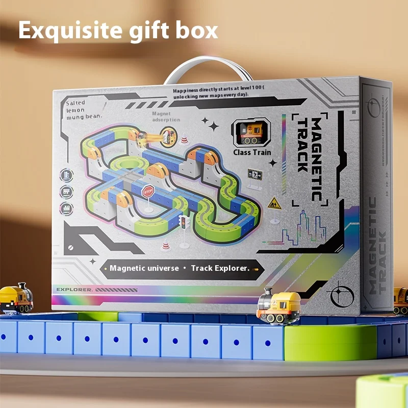 Coche magnético STEM Racing Car Rail Track Set Montessori tren motorizado y laberinto de gravedad juguete para niños regalo de Navidad