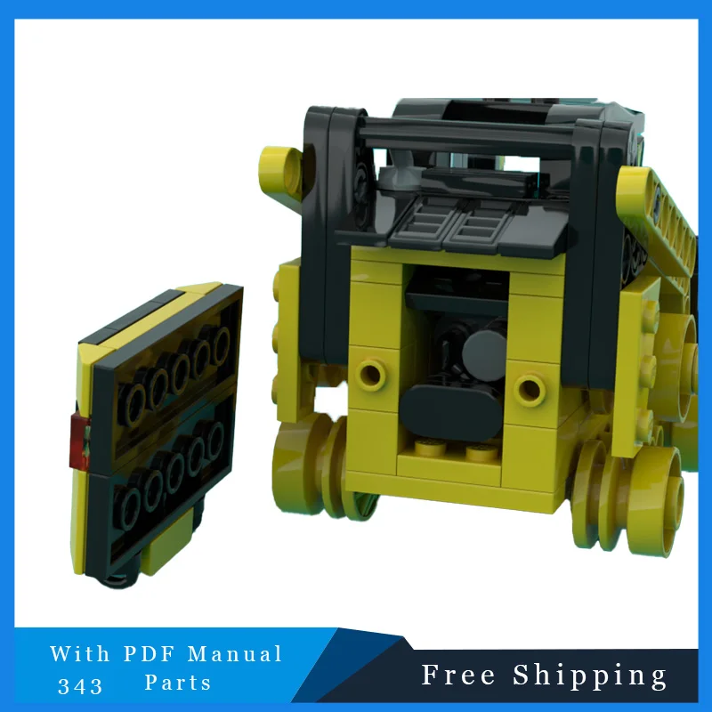 343-Teile MOC-Technologie Bagger Baufahrzeug Modulares Modell DIY Baustein Abnehmbarer Gabelstapler Spielzeug Weihnachtsgeschenke
