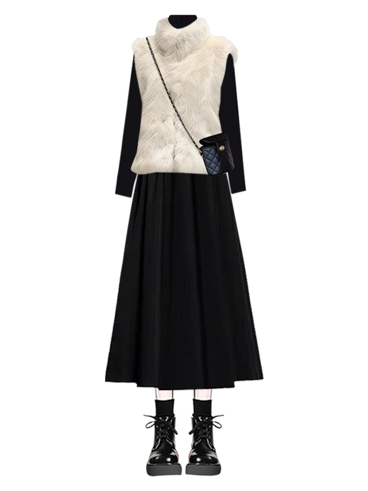 Retro Hepburn Sle Dames Winter Harig Vest Koreaanse Sle Dr Taille-Knijpen Tweedelige Set High-End Gevoelens