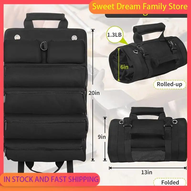 SDFC-gereedschapsoproltas, gereedschapsorganizer op rol met 3 afneembare zakjes, gereedschapsrolzakje voor monteur/elektricien/motorfiets