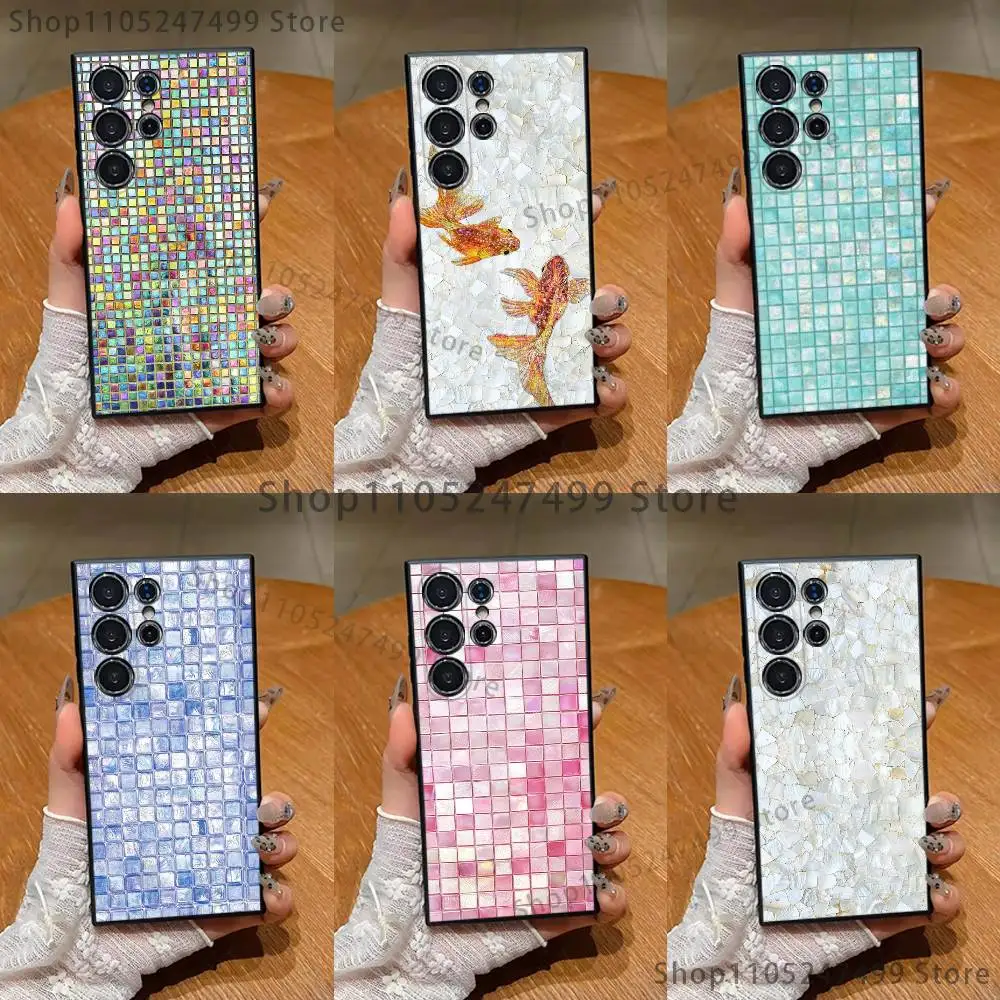 Colored Grid Pattern Phone Case For Samsung S25,S24,S26,S22,S23,S30,S21,Fe,Lite,Ultra,Plus Custom Soft Cover