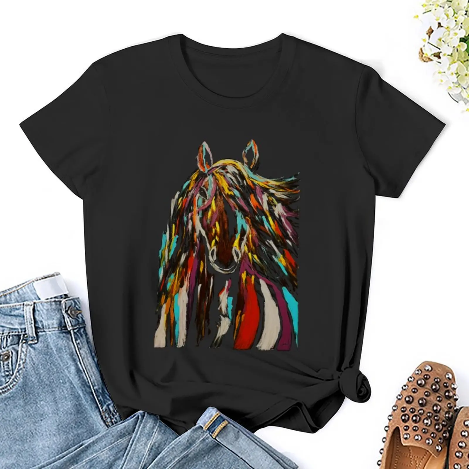 Fortitude Horse Painting T-Shirt aesthetic clothes Female clothing female Blouse tops Women