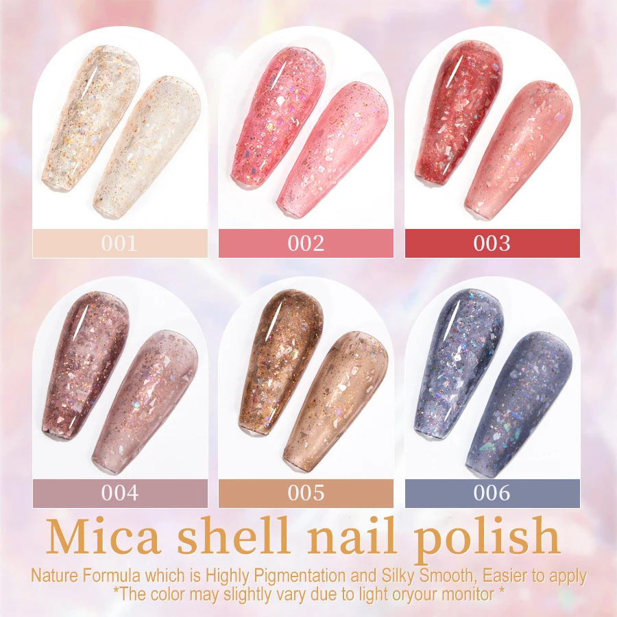 QNL 5g Flake Shell Gel Polish  - огляд і ціна Mica Flake Resin