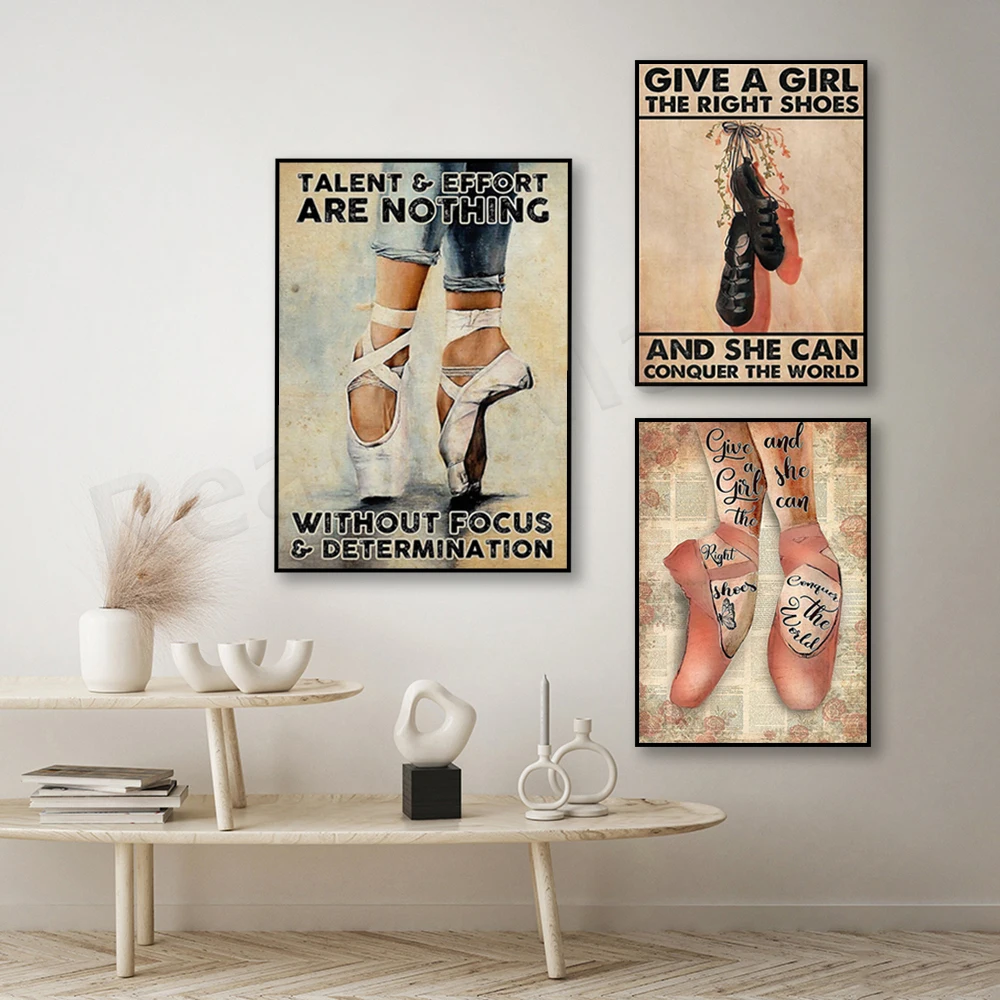 Affiche de Ballet, donnez à une fille la bonne paire de chaussures et elle peut conquérir le monde, impression d'art de ballet, cadeau pour les amoureux du ballet