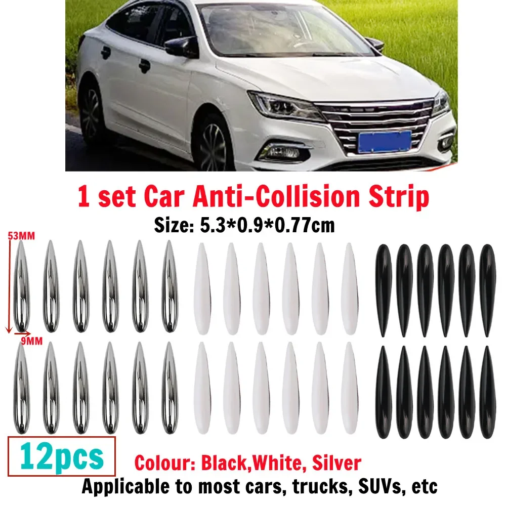 12Pcs Car Door Edge Guard Moldings Strip Bumper Protector Anti-scratch Strip Corner Interior Door Moldings Auto Accessories