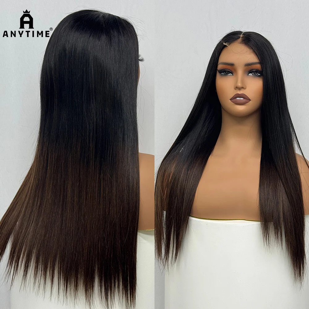 16A Hair 300% Density Double Drawn Straight Human Hair Wig 2x6 Real HD Lace Closure Frontal Human Wigs Ombre Color Wig for Women