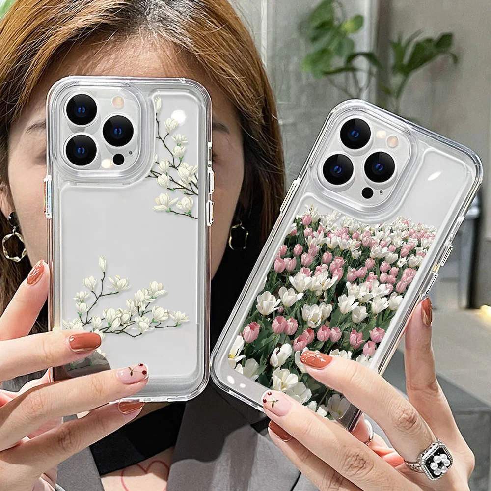 Case For iPhone 11 Case iPhone 14 Pro Max Case For iPhone 16 Pro 12 14 13 15 Pro Max XR XS 7 8 15 Plus Cover Flower Soft Fundas