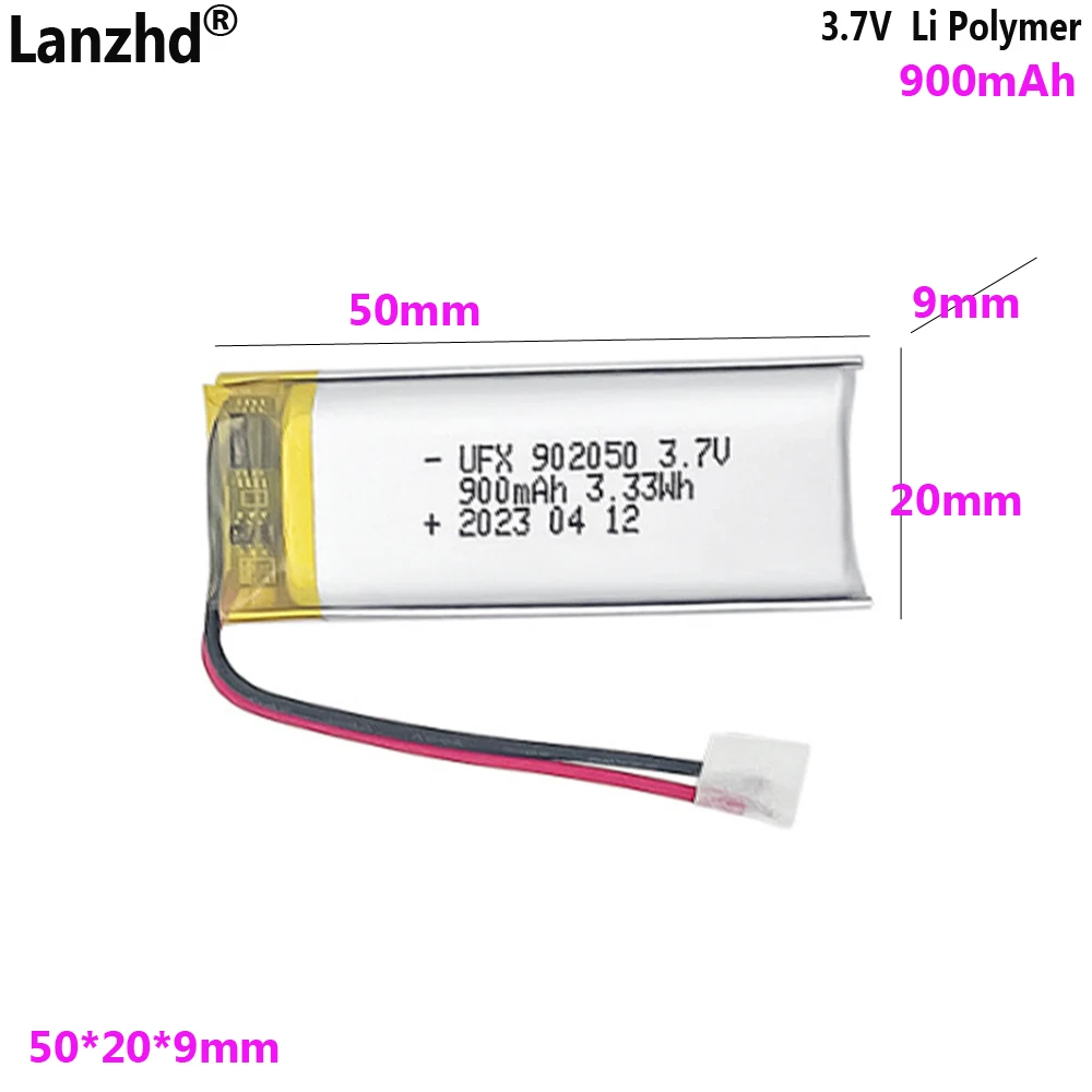 

3.7v polymer battery 902050 900mAh For Beauty device battery law enforcement device recorder Handheld fan battery