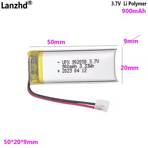 3.7v polymer battery 902050 900mAh For Beauty device battery law enforcement device recorder Handheld fan battery