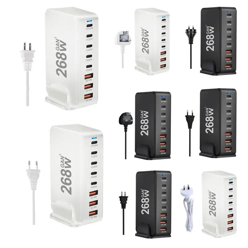 PD Charger 8-Port Type C Fast Charging GaN Compact Rapid Plug Multi USB C Charger For Travel Home Office