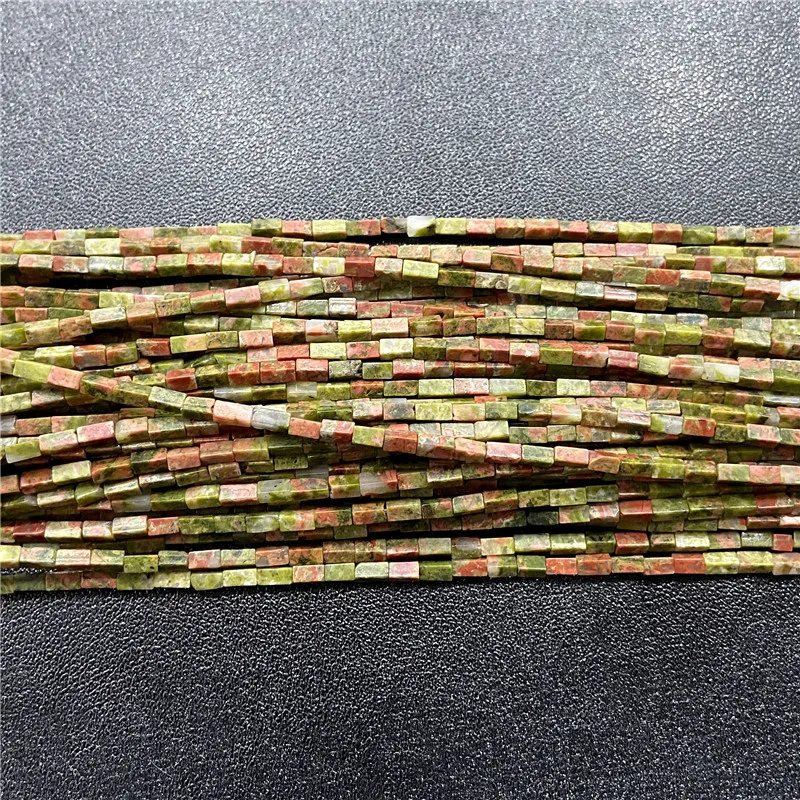 Natural Stone Small Cuboid Unakite Beads Rectangle Shape Loose Beads for Fashion Jewelry Making DIY Bracelet Necklace Components