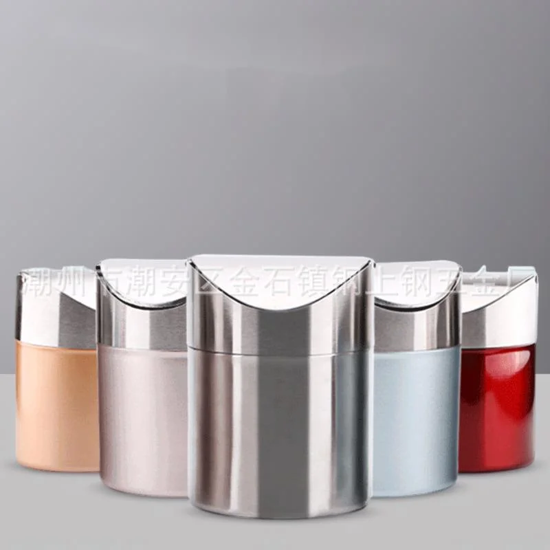 

Mini Stainless Steel Trash Bin Flip Lid Compact For Desktop And Car Ideal For Office Desk Home Table Decor Cute Gift For Women