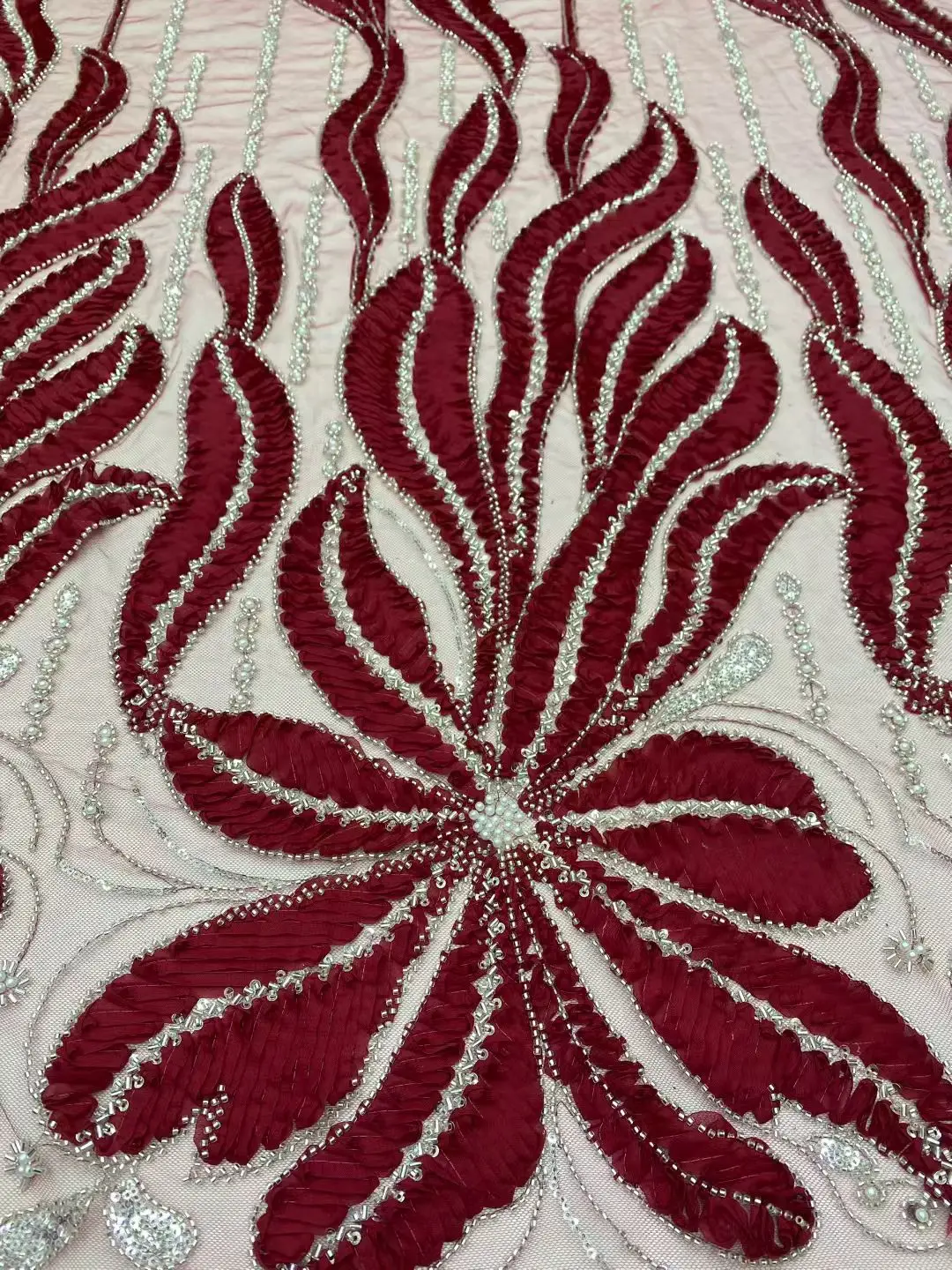 

2025 Latest High Quality African Nigerian With Tulle Sewing Lace Fabric Guipure Embroidery Beads Dresses Sequins 5Yards DP0483